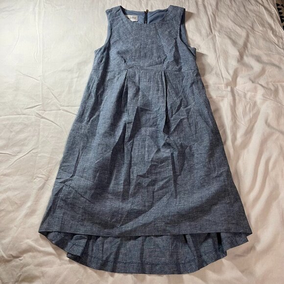 Donna Morgan Light Blue Linen Blend Sleeveless A-Line Dress | Size 2 - Picture 1 of 9